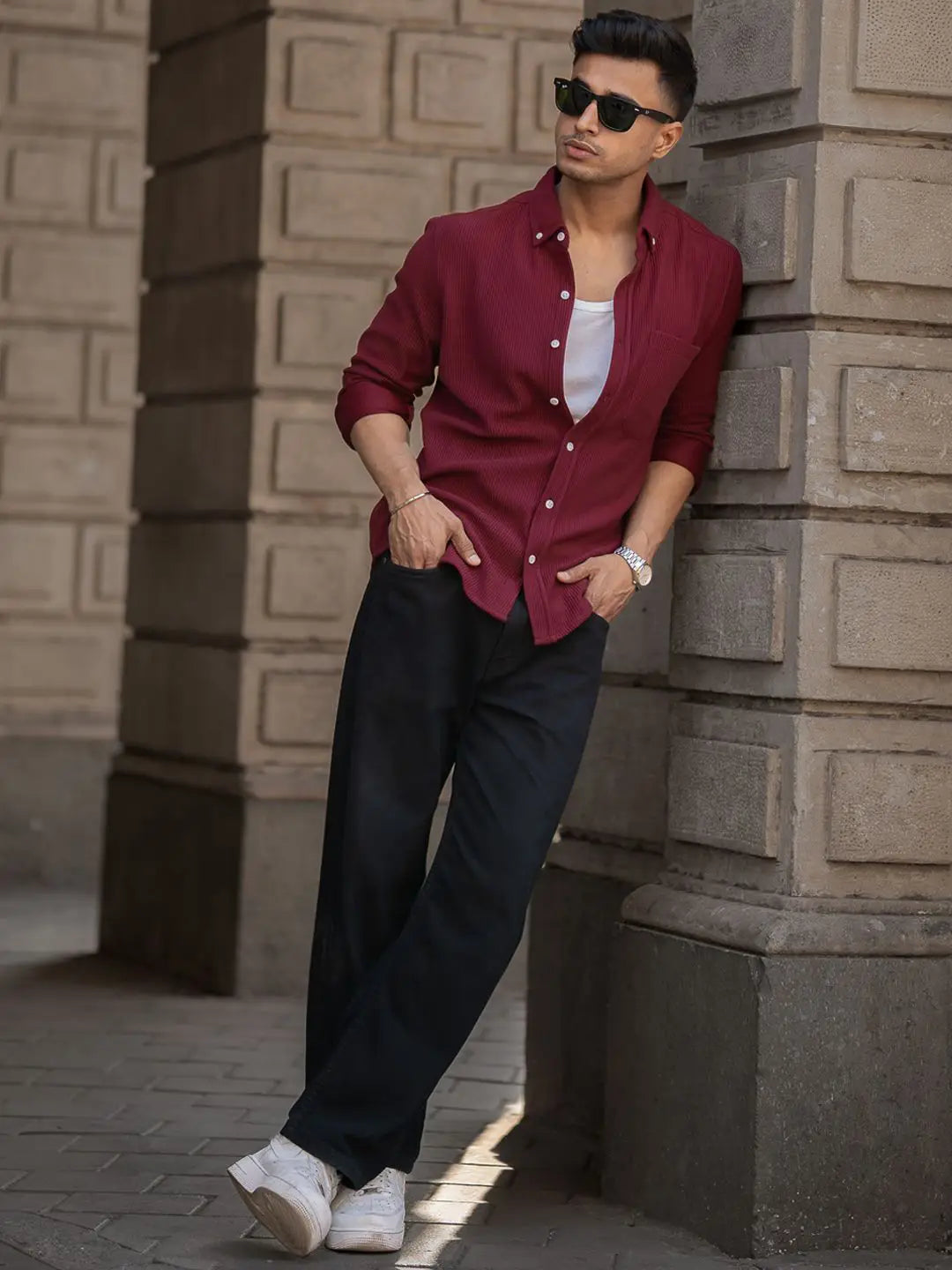 Men’s Premium Ribbed Shirt – Maroon