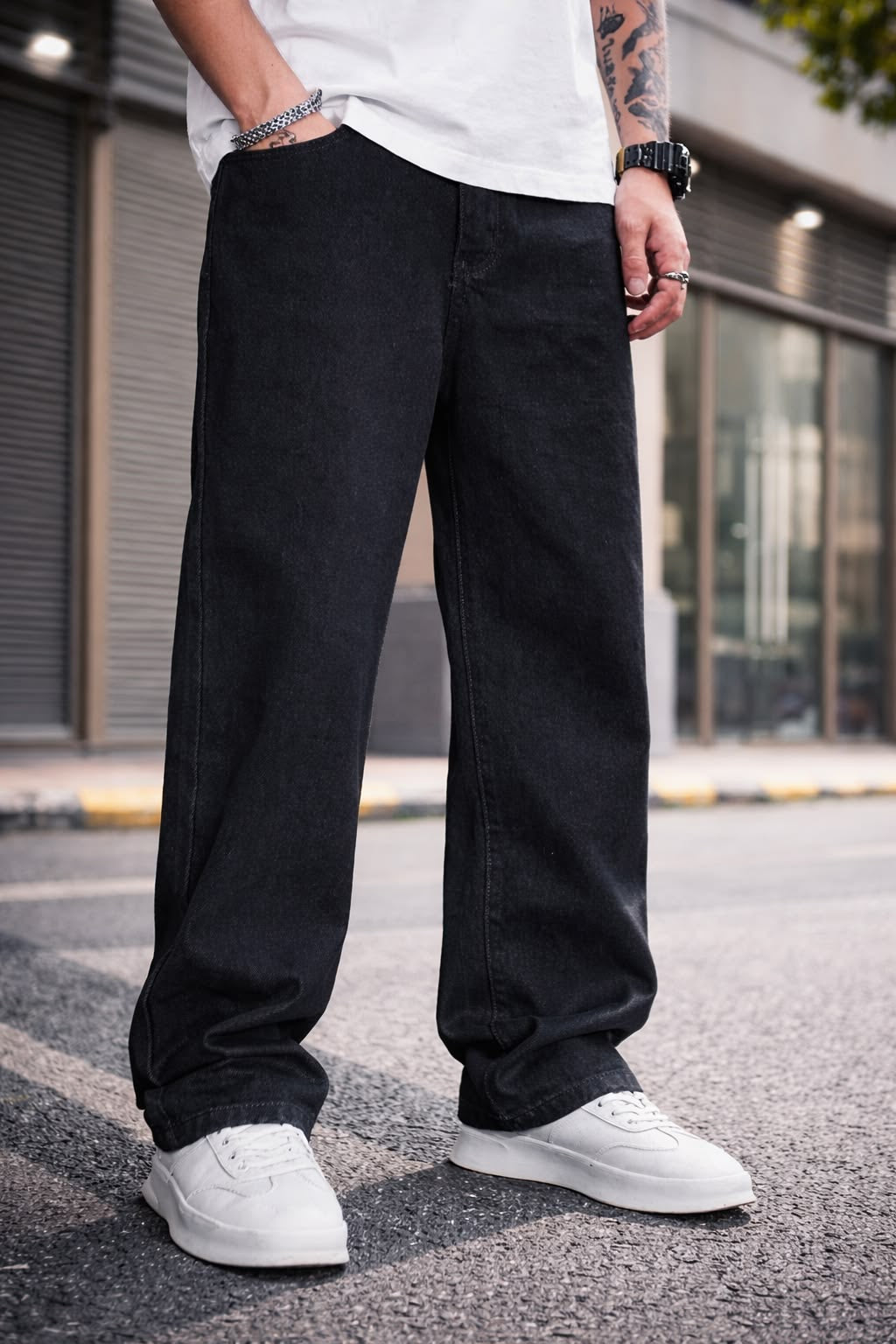 Men’s Uncuts Black Straight Cut Jeans