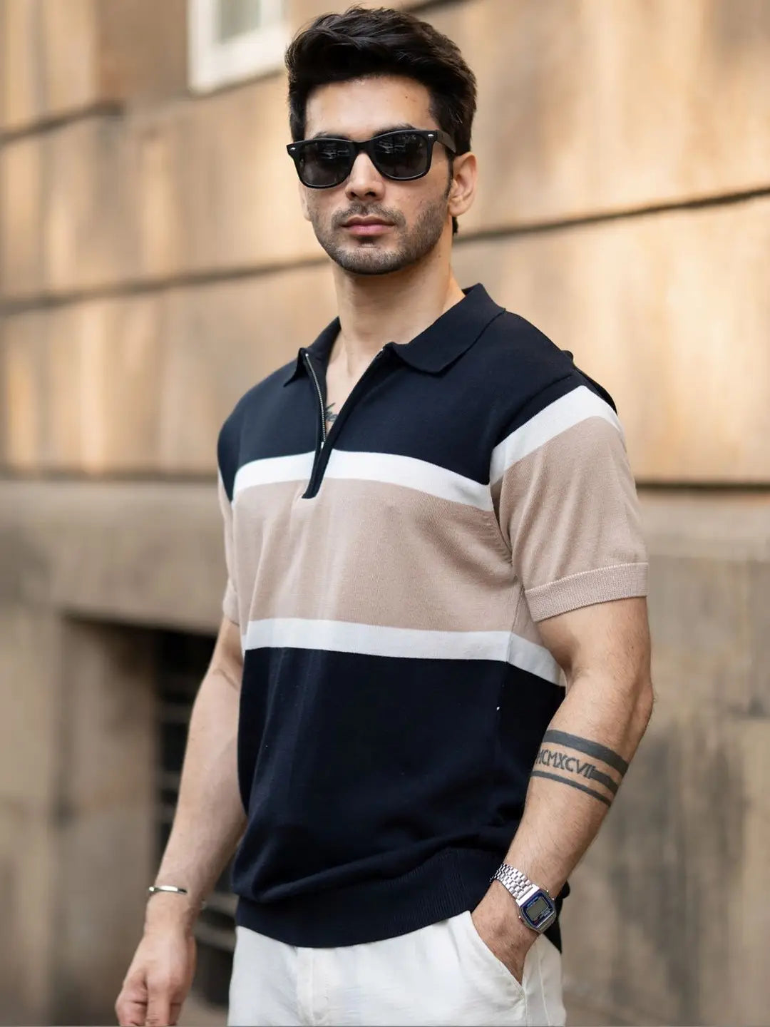Men’s premiem textured Polo knit