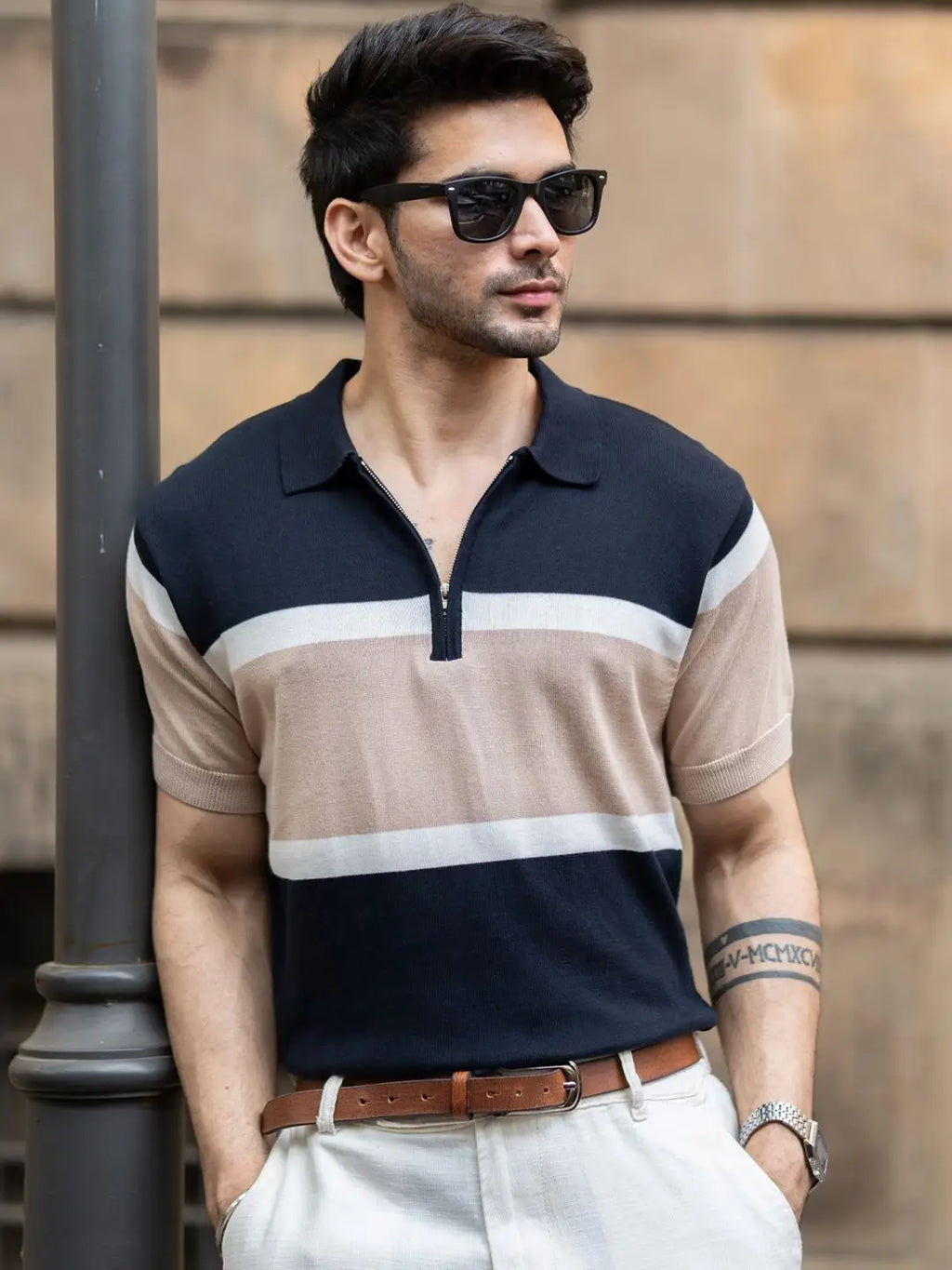 Men’s premiem textured Polo knit
