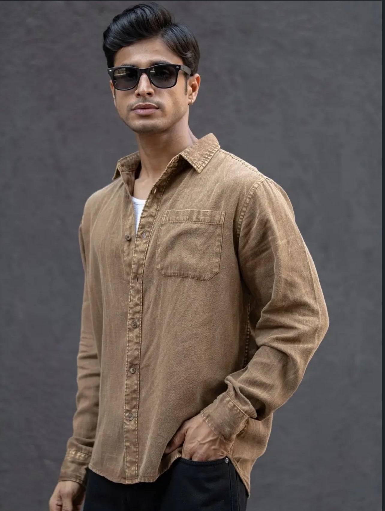 Brown Over-dyed Lightweight Shirt