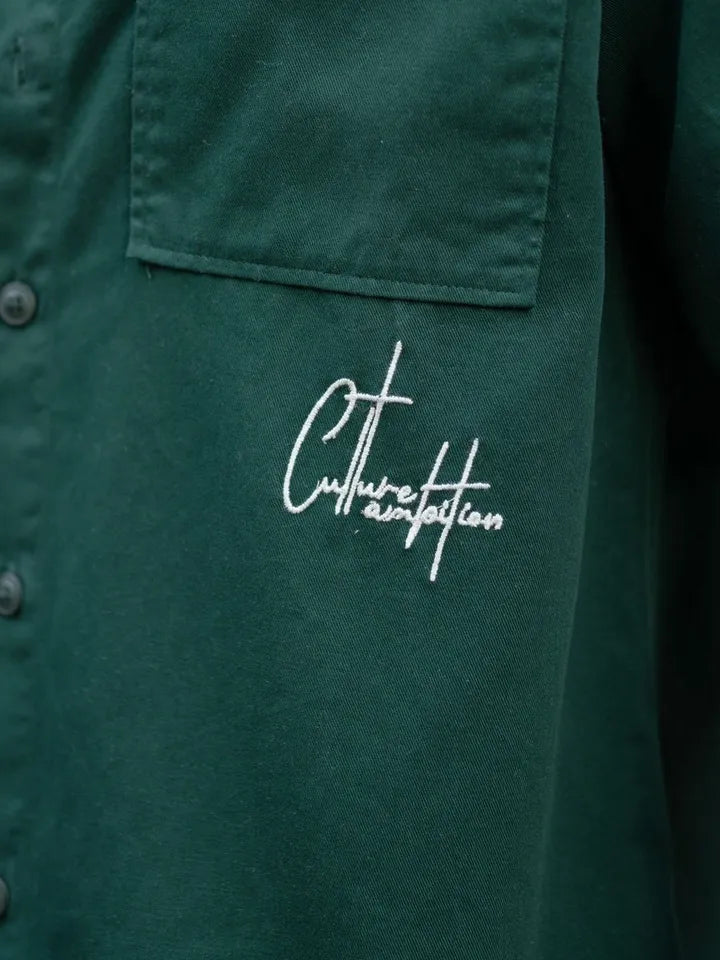 Dark Teal Embroidered Structured shirt ⚜️