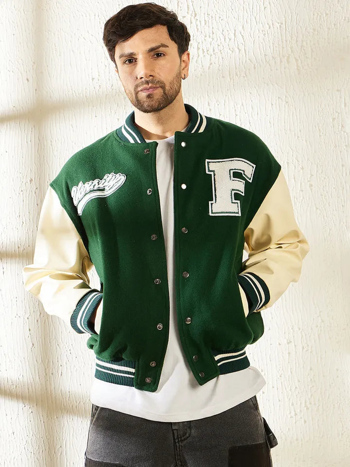 Fugazee Men’s Green Varsity Jacket – Premium Letterman Edition