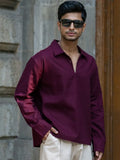 Wine lightweight structured kurtha shirt