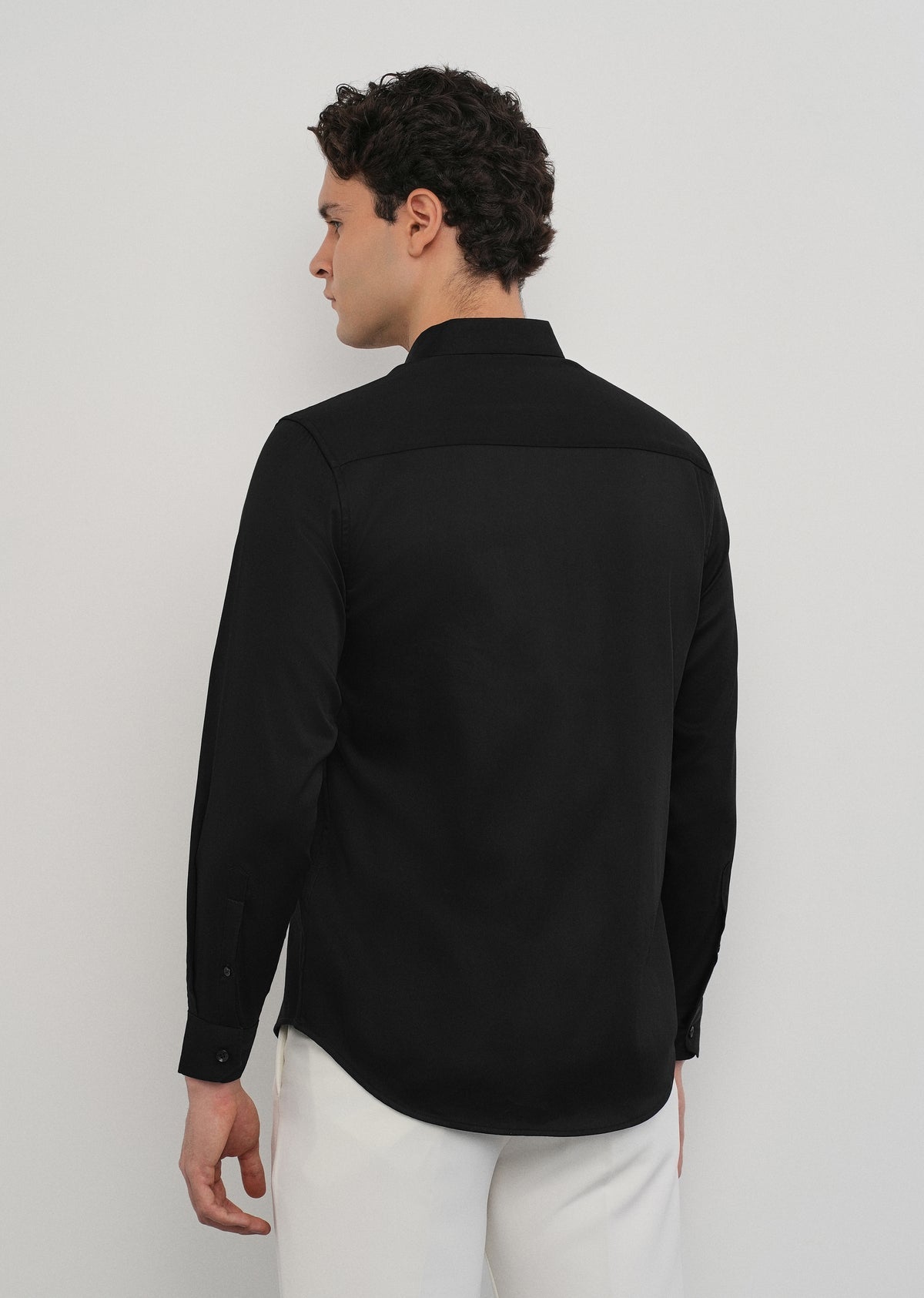 Black floral embroidery shirt currently stock