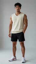 Cream Knit Structured Vest 100% Cotton / Sleeveless