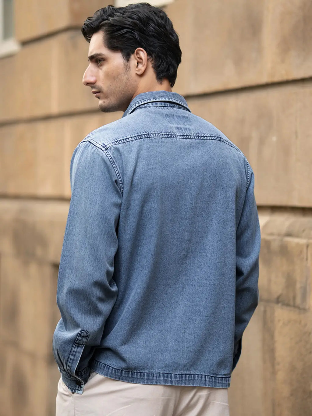 Buy Blue denim shirt for men | ADDRESS