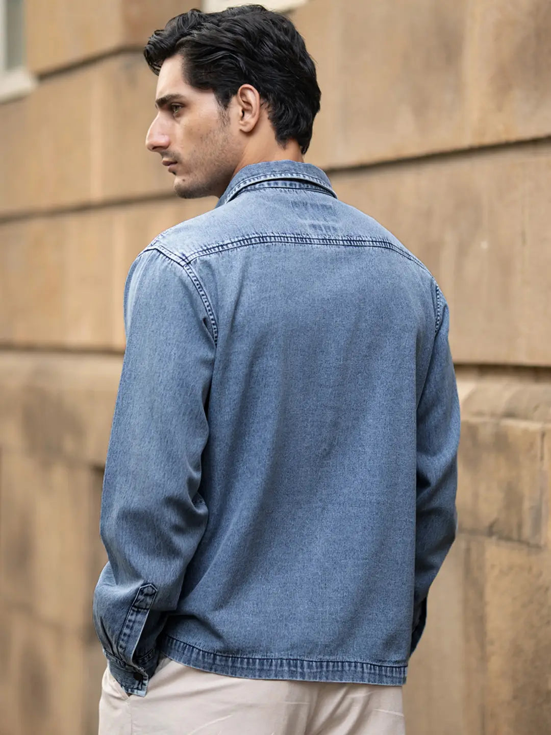 Buy Blue denim shirt for men | ADDRESS