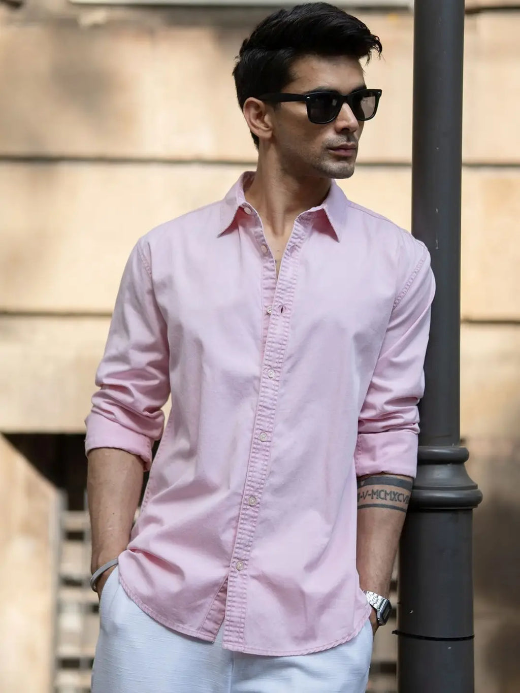 Pink Overdyed Structure Shirt 100% Cotton