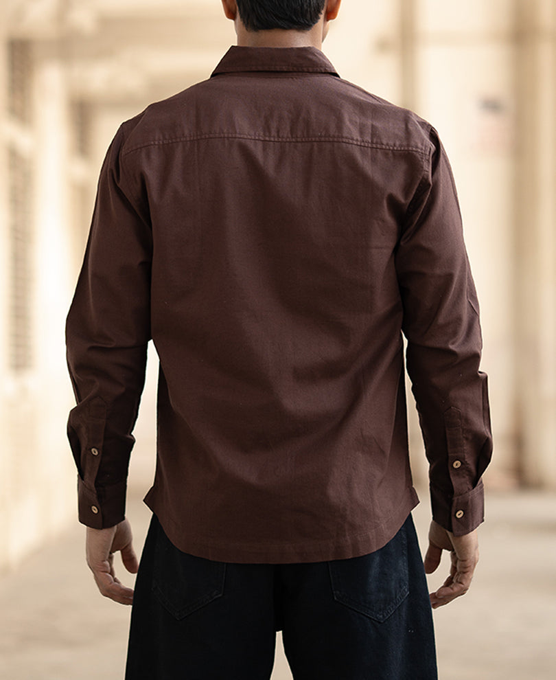 Men’s Premium Casual embroidered Shirt – Coffee Brown