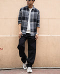 Men’s Checked Flannel Shirt – Grey & Black