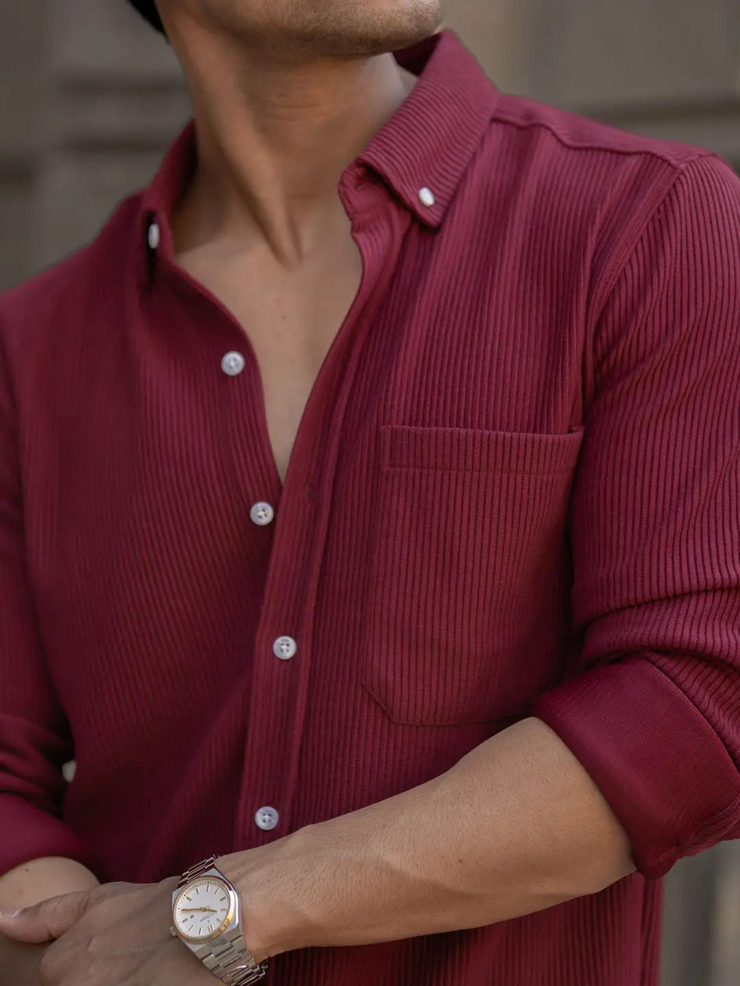 Men’s Premium Ribbed Shirt – Maroon