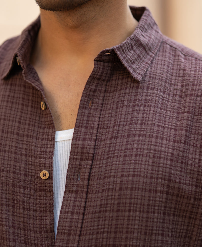 Men’s Textured Casual Shirt – Mocha Brown