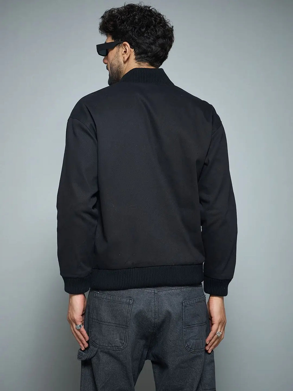 Men’s Black Studded Bomber Jacket – Urban Luxe Edition