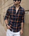 Men’s Checkered Flannel Shirt – Midnight Rust