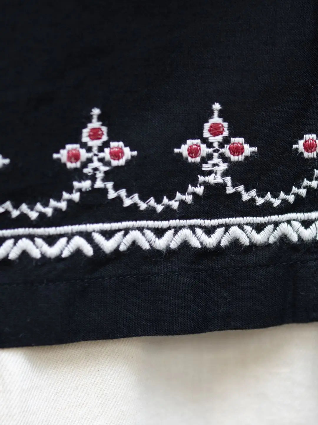 Black Embroidered Linen Shirt