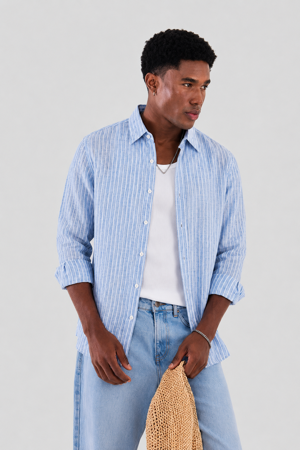 UNCUTS Men’s Premium Blue Stripe Shirt