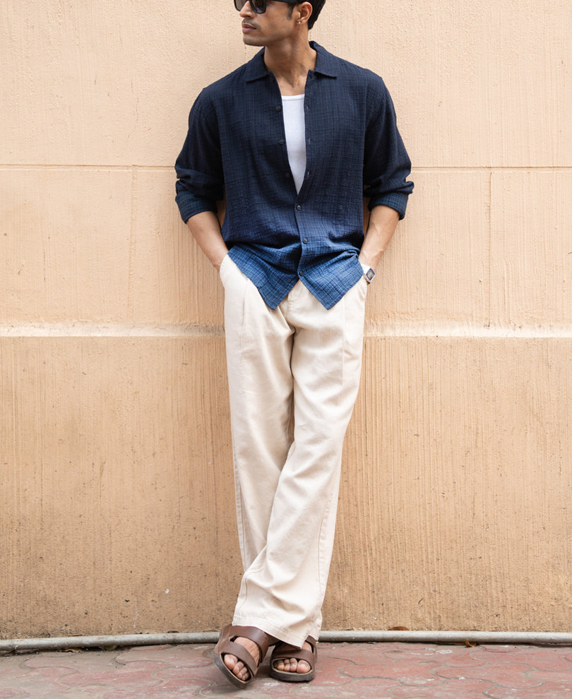 Men’s Textured Casual Shirt – Midnight Blue