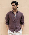 Men’s Textured Casual Shirt – Mocha Brown