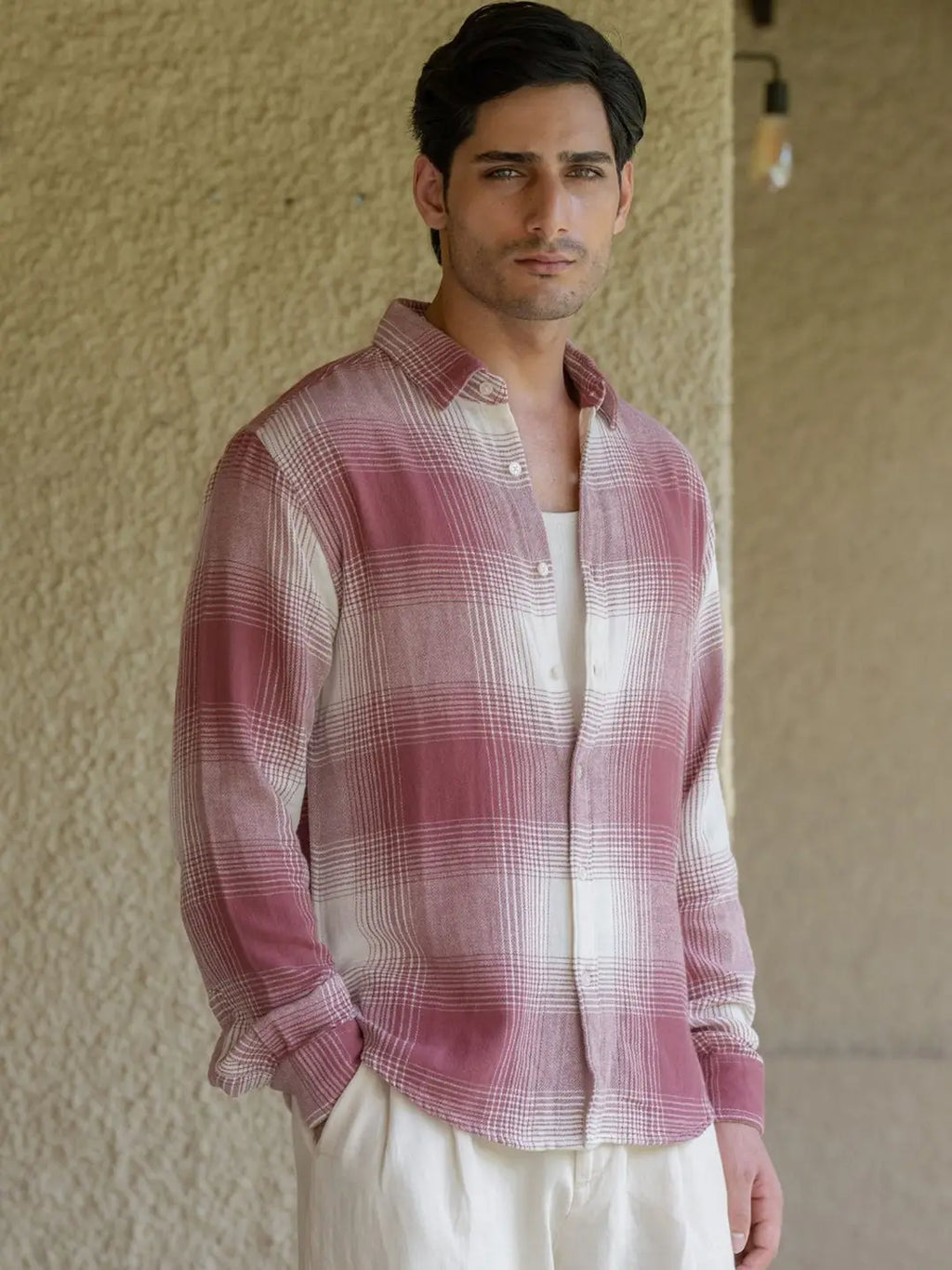 Onion Pink & White Checked Shirt