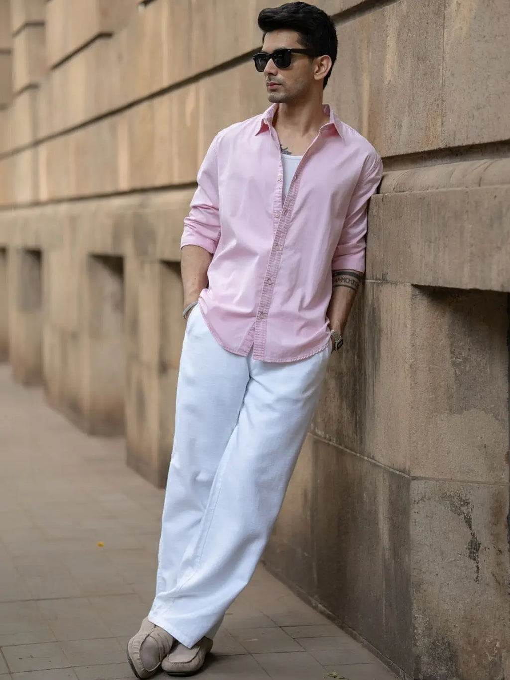 Pink Overdyed Structure Shirt 100% Cotton