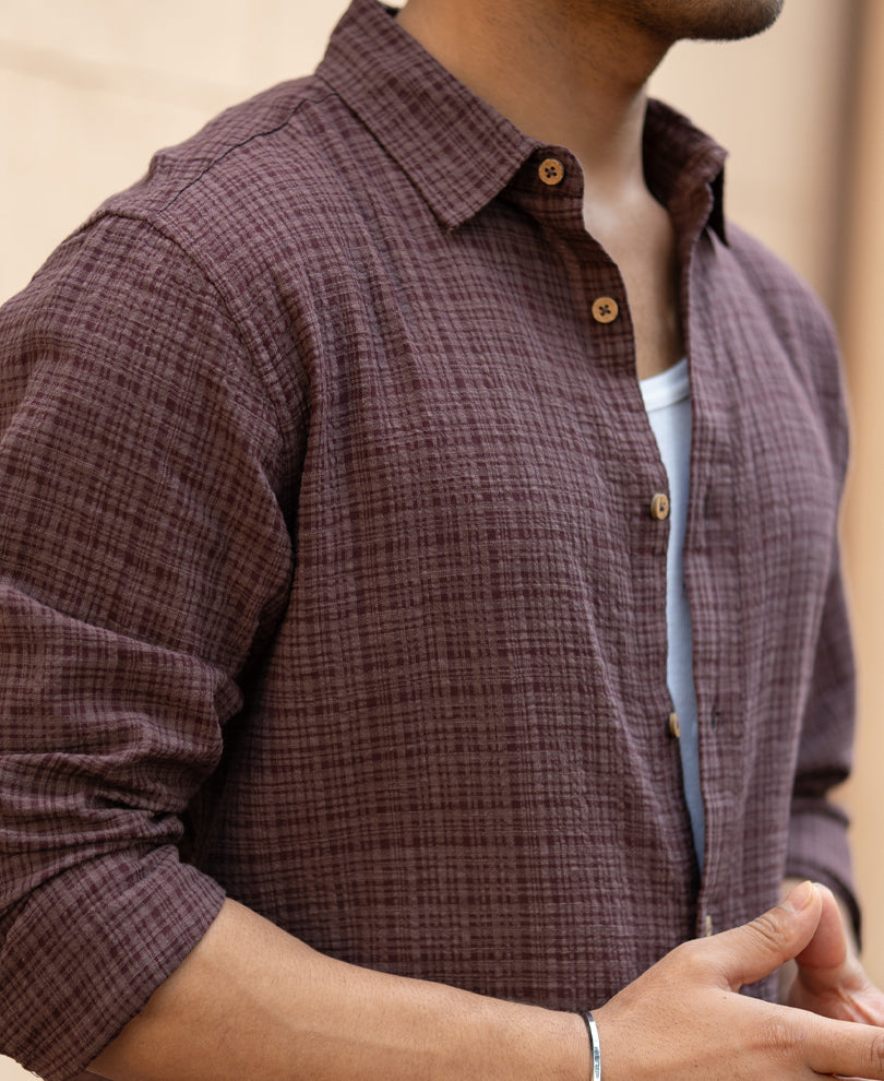 Men’s Textured Casual Shirt – Mocha Brown