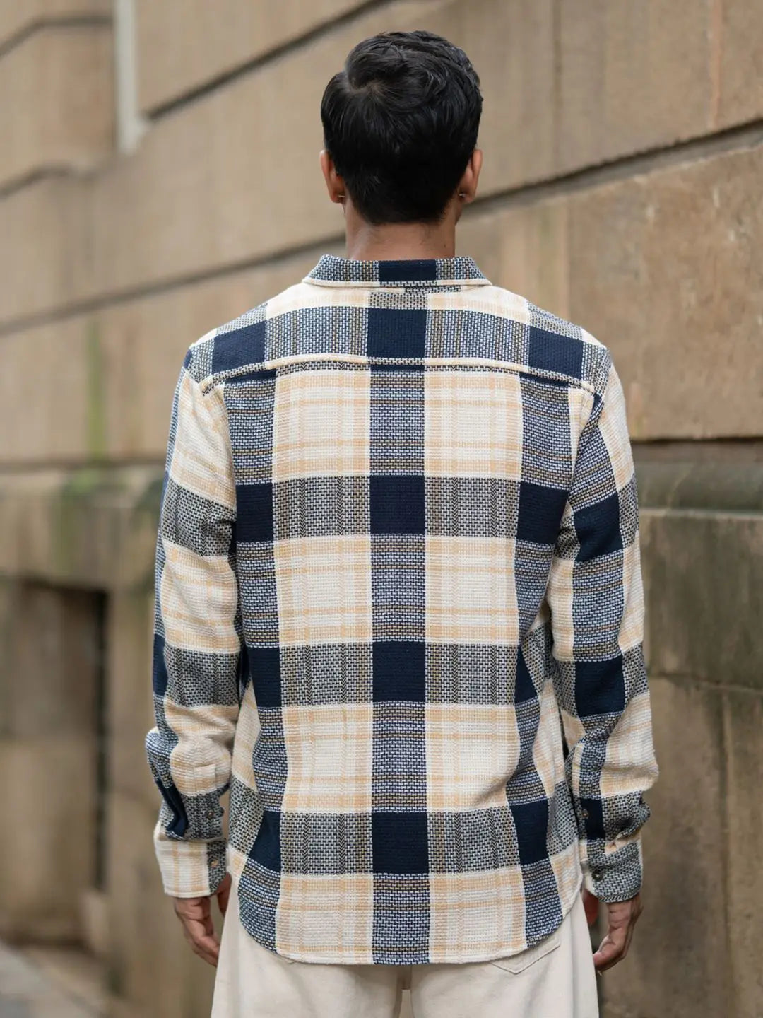 Tartan checked long sleeve cotton shirt