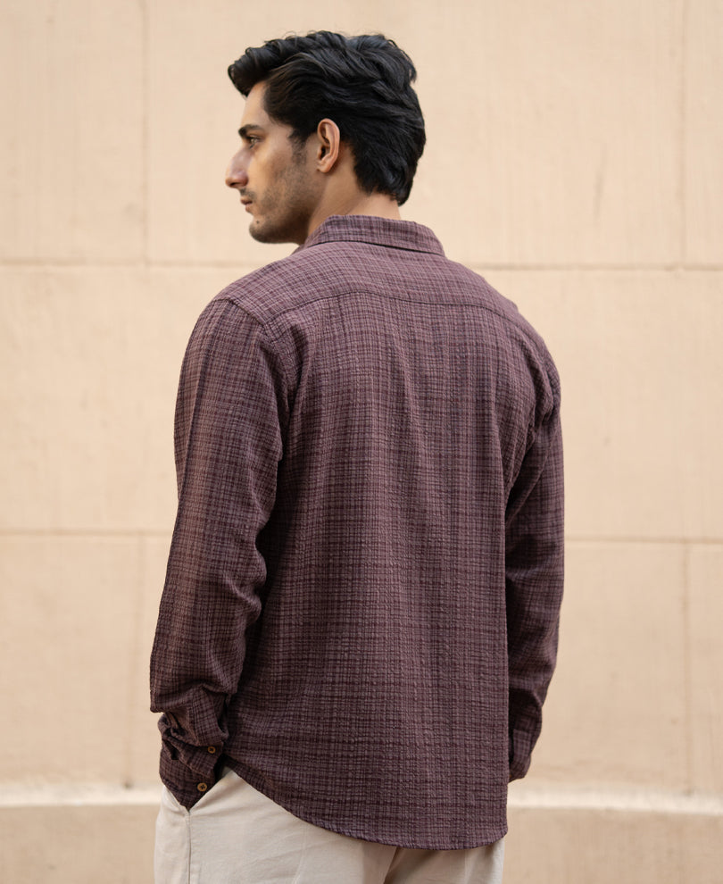 Men’s Textured Casual Shirt – Mocha Brown