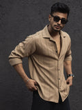 Men’s Premium Textured Shirt – Beige 🤎