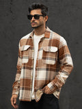 Brown & off white checked regular fit shirt