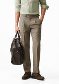 Men’s Premium Warm Taupe Pleated Trousers