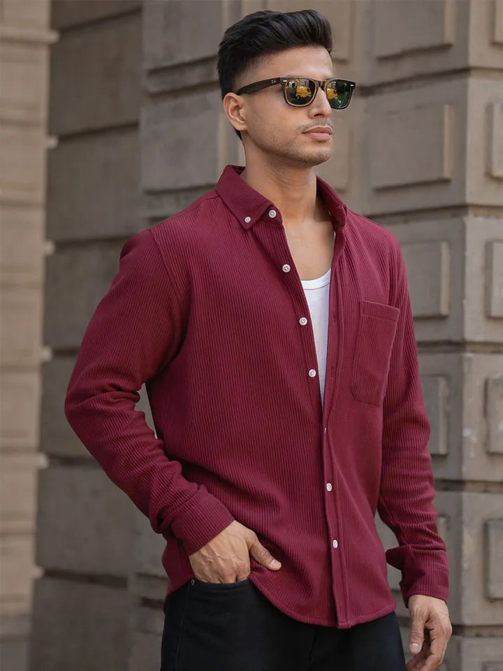 Men’s Premium Ribbed Shirt – Maroon