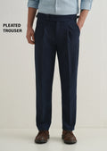 Men’s Premium Navy Blue Pleated Trousers