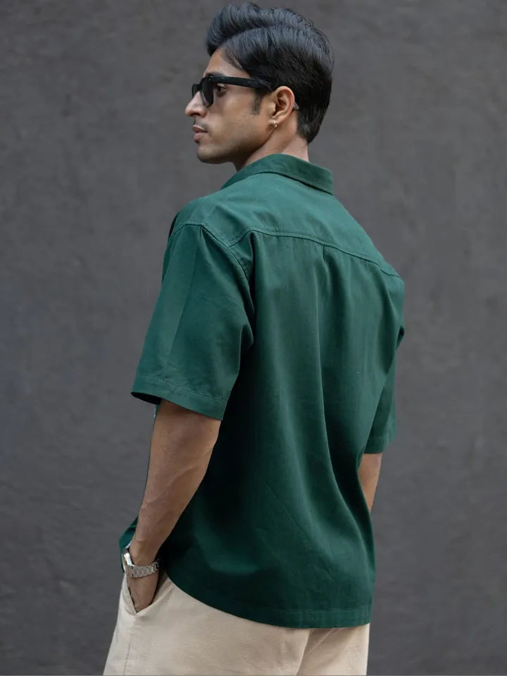 Dark Teal Embroidered Structured shirt ⚜️