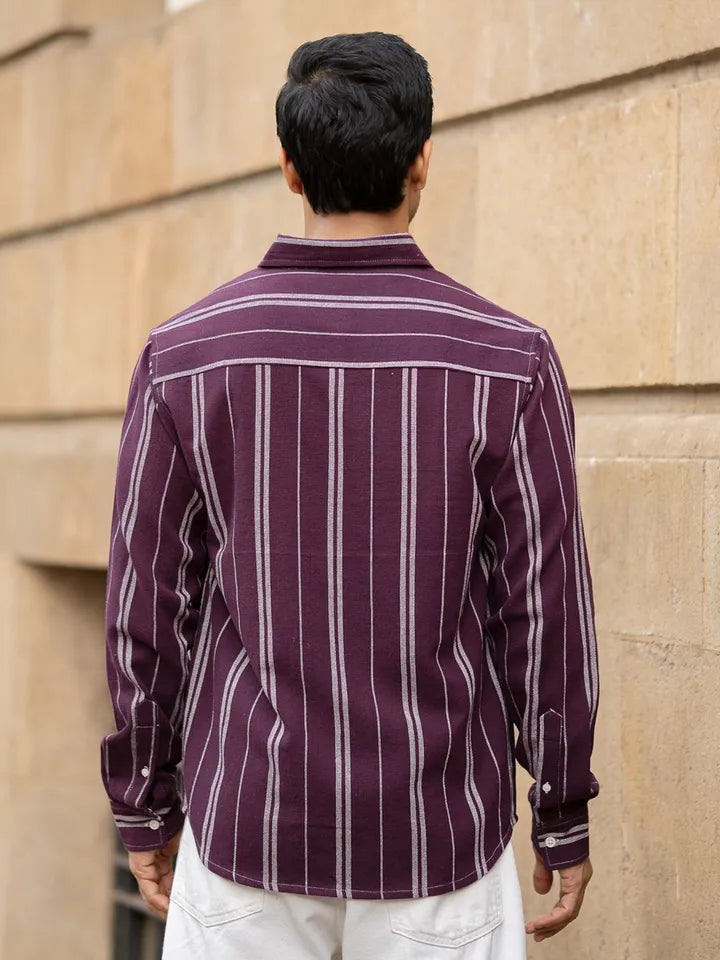 Wine structured stripe shirt