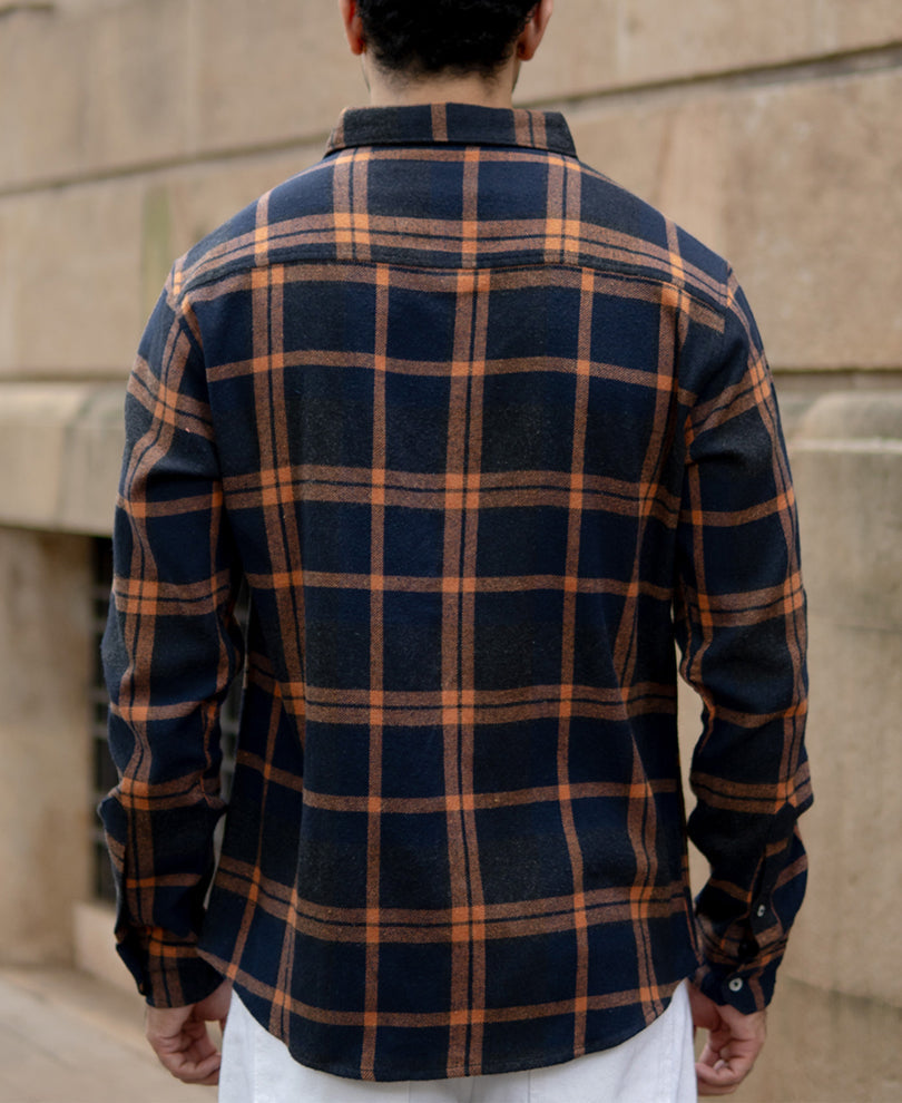 Men’s Checkered Flannel Shirt – Midnight Rust