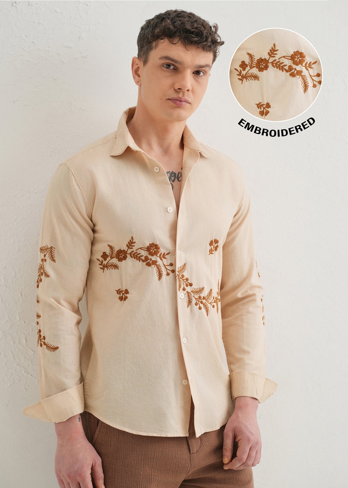 Embroidered linen shirt