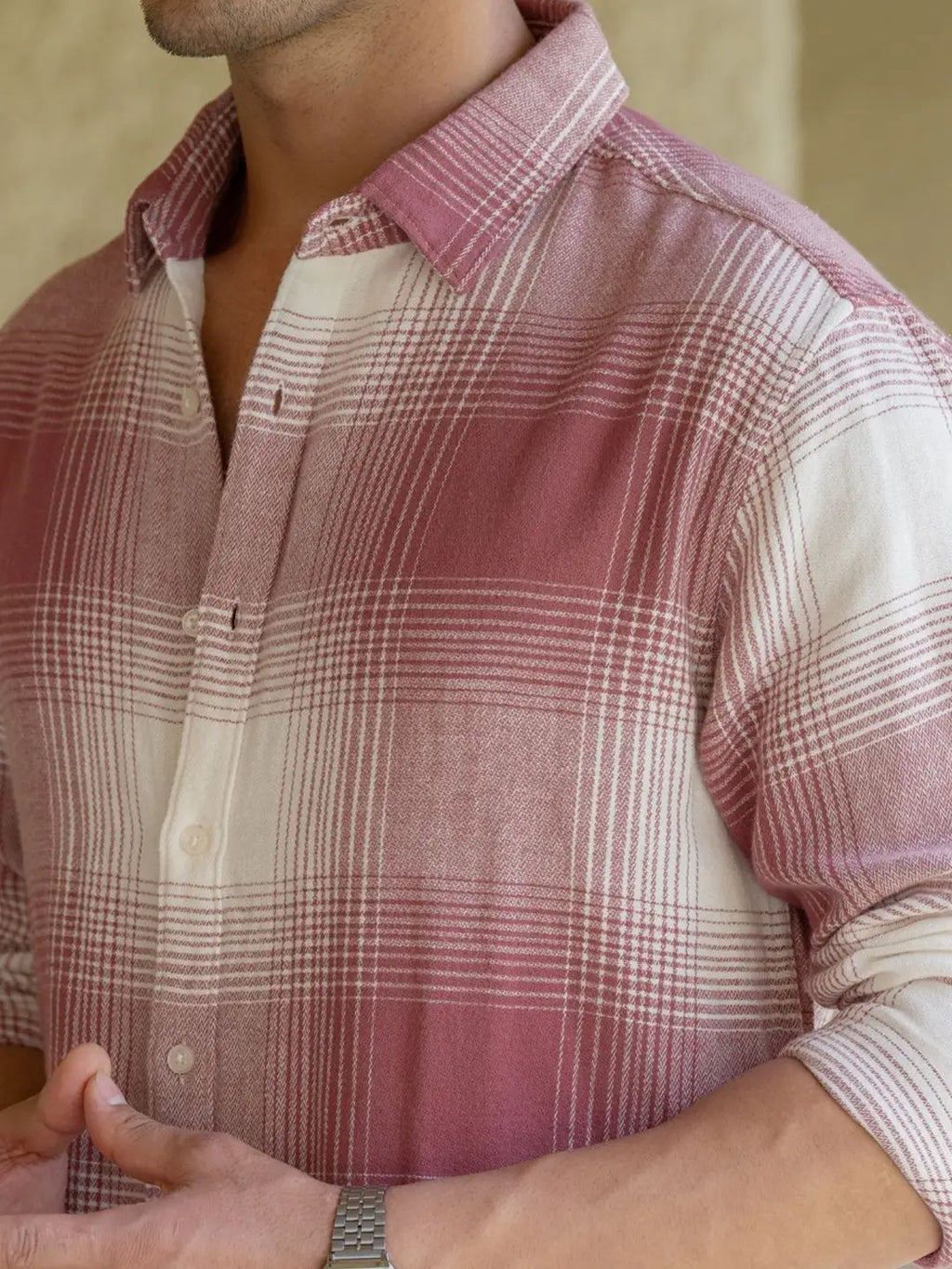 Onion Pink & White Checked Shirt