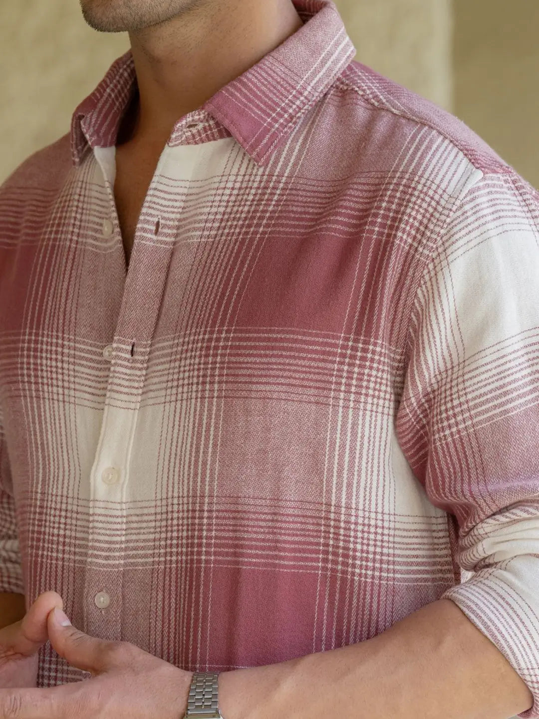 Onion Pink & White Checked Shirt