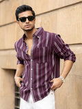 Wine structured stripe shirt