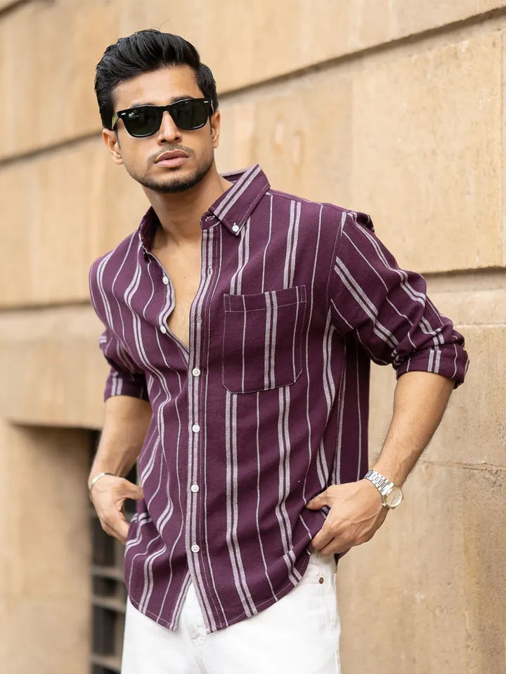 Wine structured stripe shirt