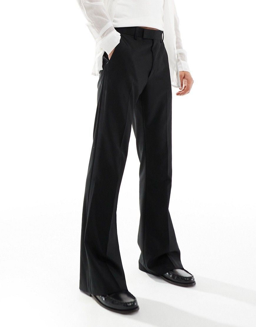 Men’s Tailored Bootcut Leg Trousers – Black