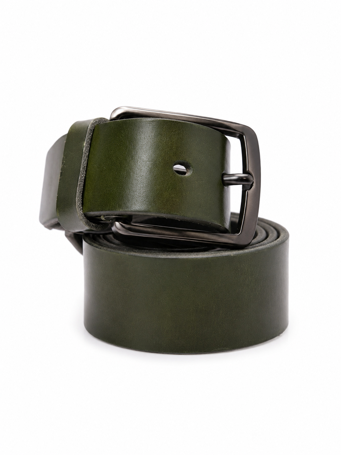 Olive Edge Leather Belt
