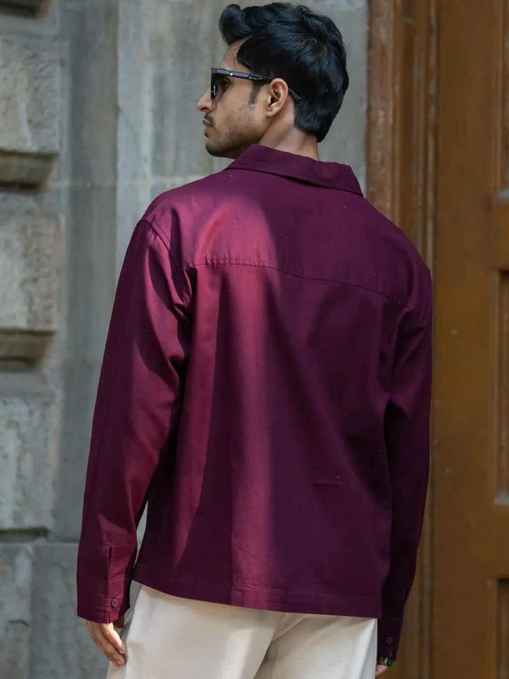 Wine lightweight structured kurtha shirt