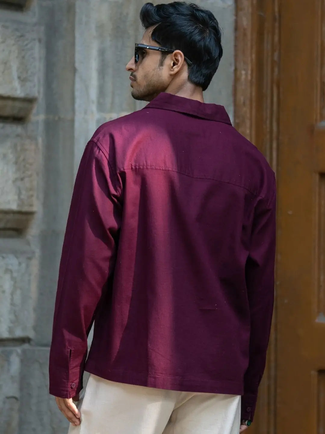 Wine lightweight structured kurtha shirt