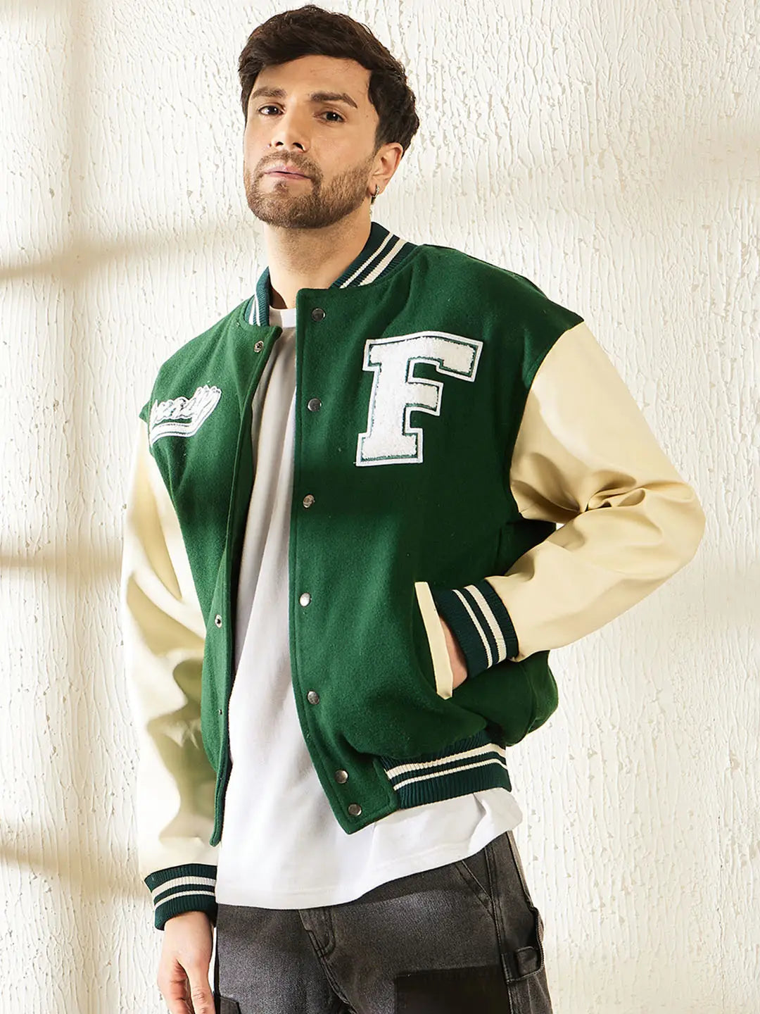 Fugazee Men’s Green Varsity Jacket – Premium Letterman Edition