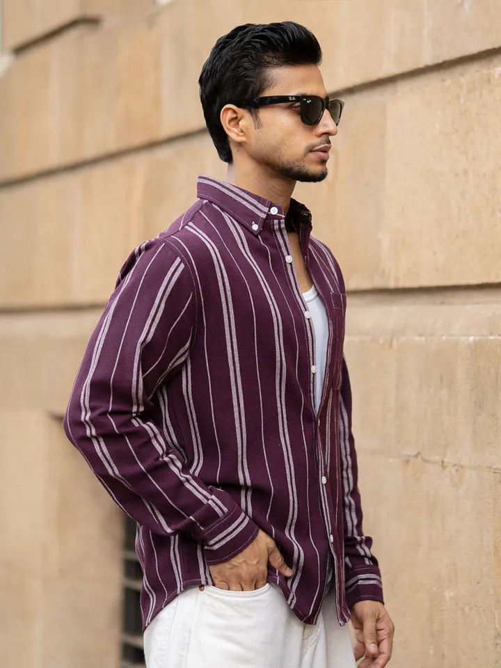 Wine structured stripe shirt