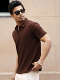 Men’s knit polo T-shirt - Brown