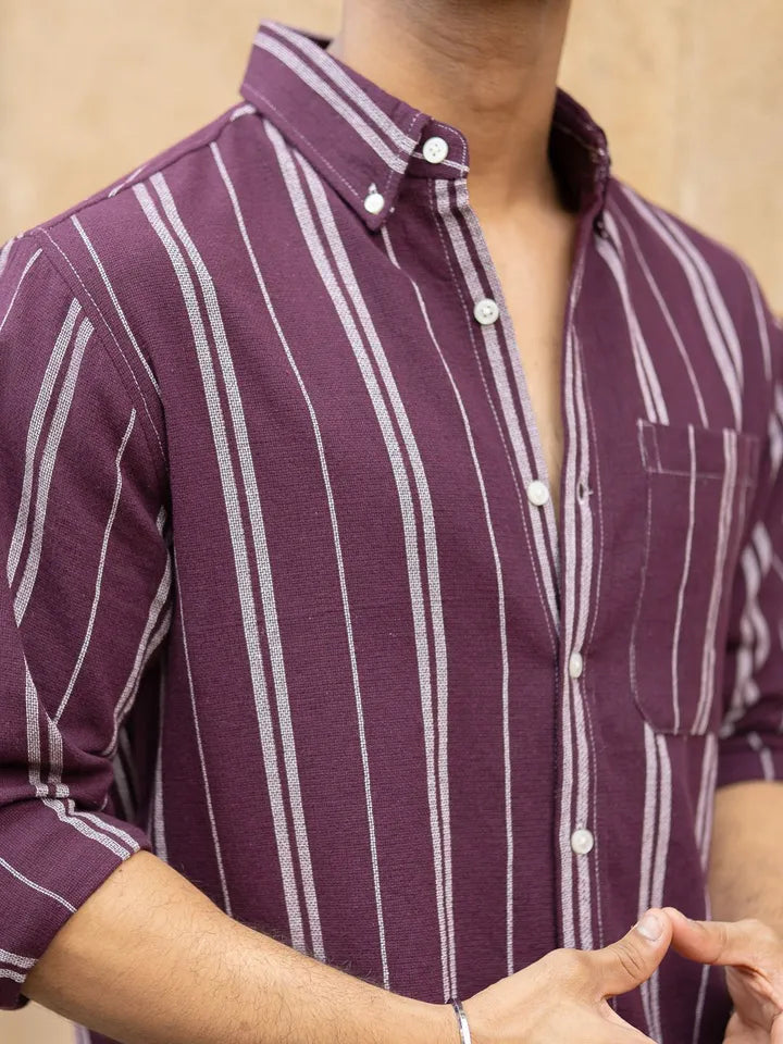 Wine structured stripe shirt