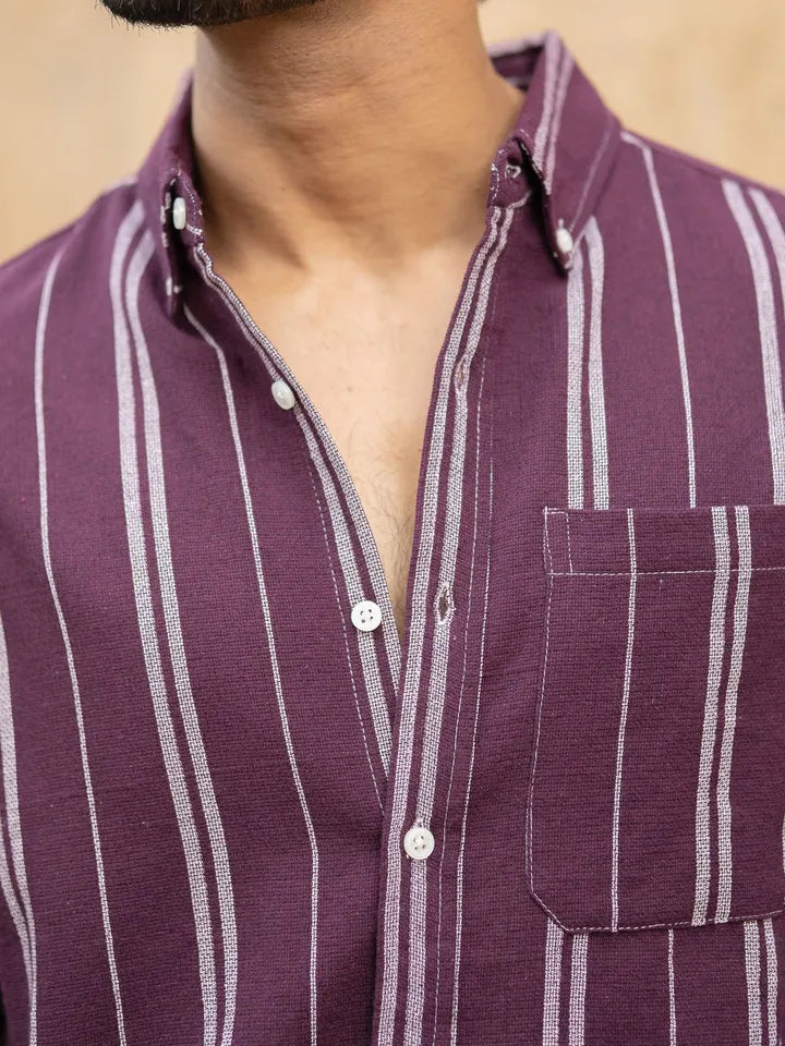 Wine structured stripe shirt